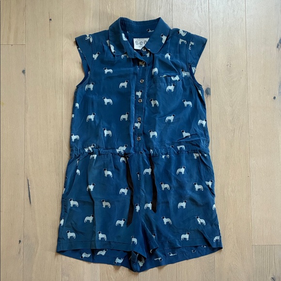 Sea New York Pants - Sea New York Frenchie French Bulldog silk romper